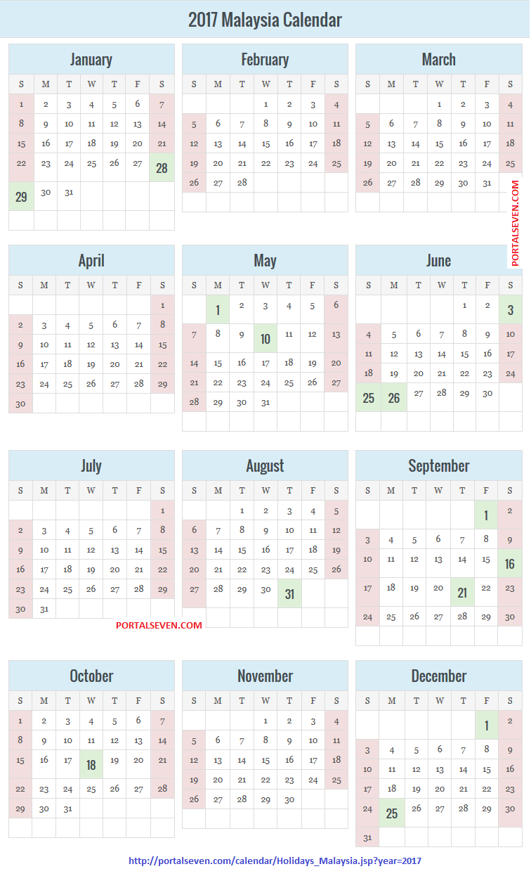 2017 Malaysia Calendar 2017 Malaysia Public And School Holidays